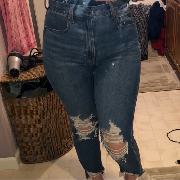 Distressed High Rise Mom Jeans - Picture 10 of 10
